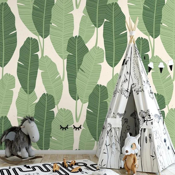papel-de-parede-custom-hand-painted-modern-nordic-tropical-plant-back-leaf-sofa-tv-background-wallpaper-papier-peint