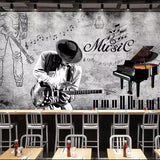 Custom Wallpaper Mural Retro Fashion Music Theme Wallcovering (㎡)