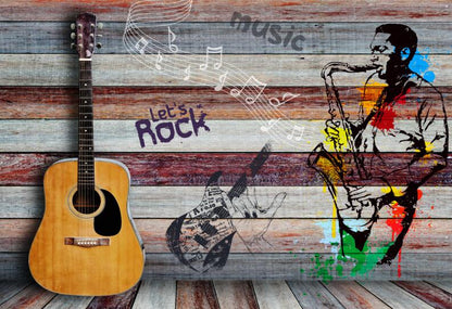 Custom Wallpaper Mural Retro Fashion Music Theme Wallcovering (㎡)