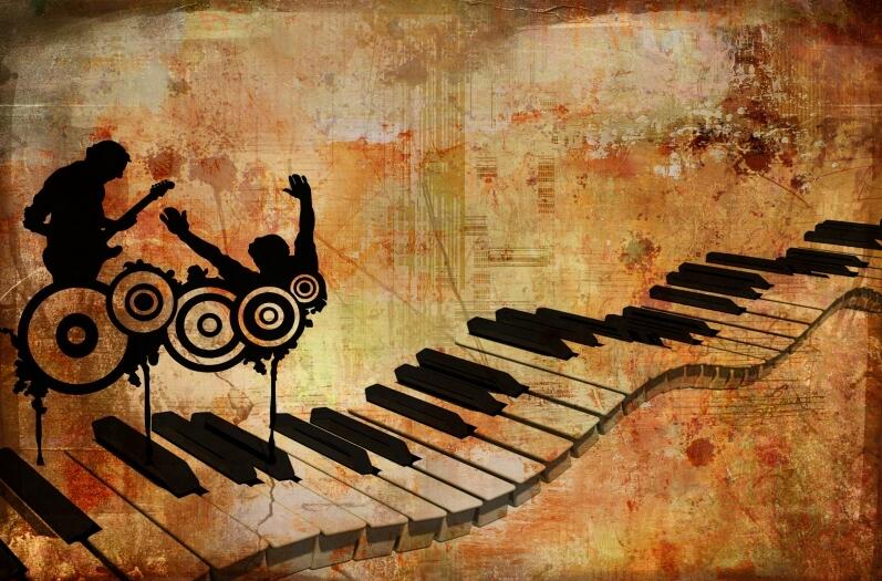 Custom Wallpaper Mural Retro Fashion Music Theme Wallcovering (㎡)