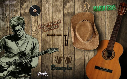 Custom Wallpaper Mural Retro Fashion Music Theme Wallcovering (㎡)