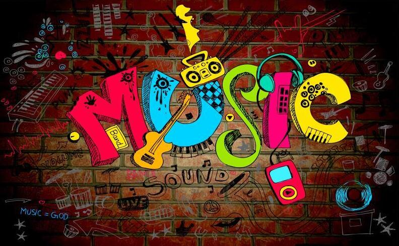 Custom Wallpaper Mural Retro Fashion Music Theme Wallcovering (㎡)