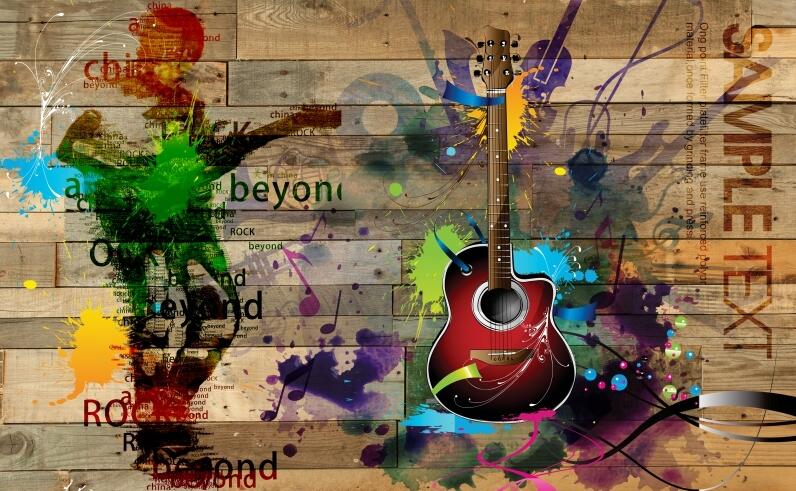 Custom Wallpaper Mural Retro Fashion Music Theme Wallcovering (㎡)