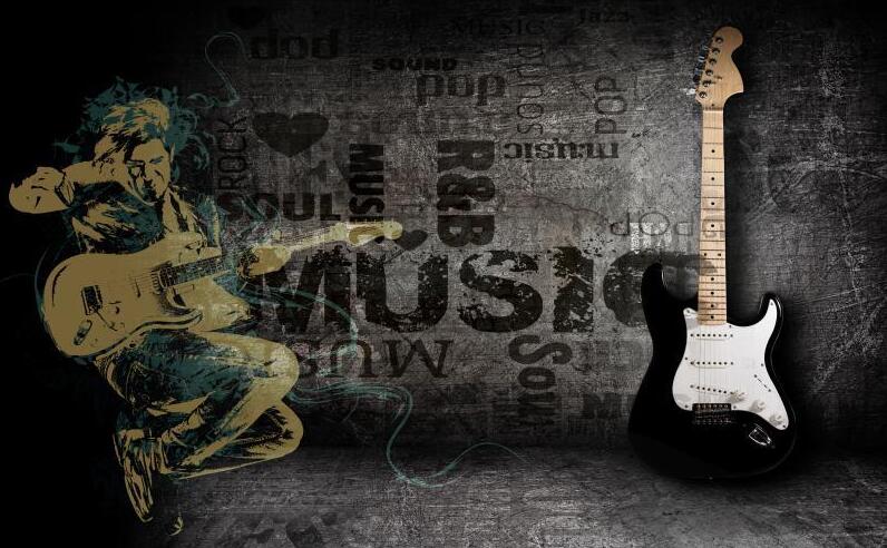 Custom Wallpaper Mural Retro Fashion Music Theme Wallcovering (㎡)