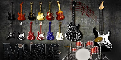 Custom Wallpaper Mural Retro Fashion Music Theme Wallcovering (㎡)