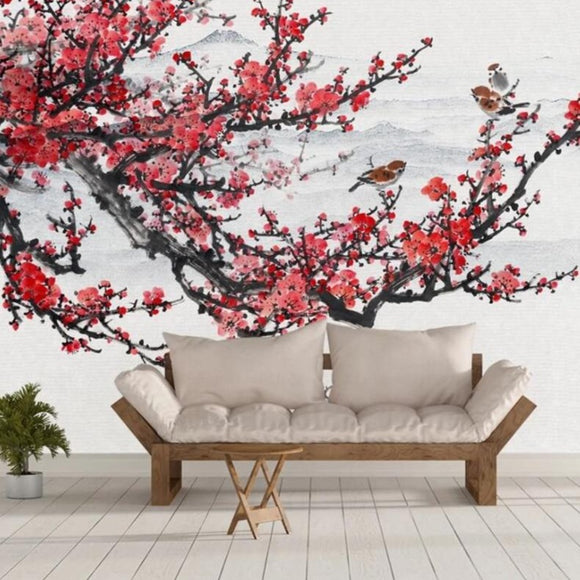 wallpaperCustomized-plum-blossom-hand-painted-Chinese-ink-landscape-flowers-and-birds-background-painting-3d-wallpaper-papier-peint-wall-covering