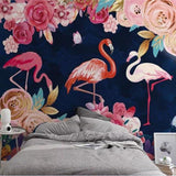 vinyl-wallpaper-custom-hand-painted-plant-flowers-wallpaper-flamingo-background-wall-decoration-mural-3d-wallpaper-walls