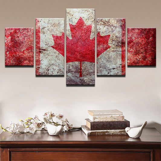 poster-canvas-painting-hd-wall-art-5-panel-canada-flag-modern-printing-type-pictures-modular-artwork-vintage-home-decoration
