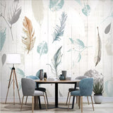 nordic-plant-leaf-feather-modern-minimalist-wood-grain-tv-background-wall-professional-custom-high-end-mural