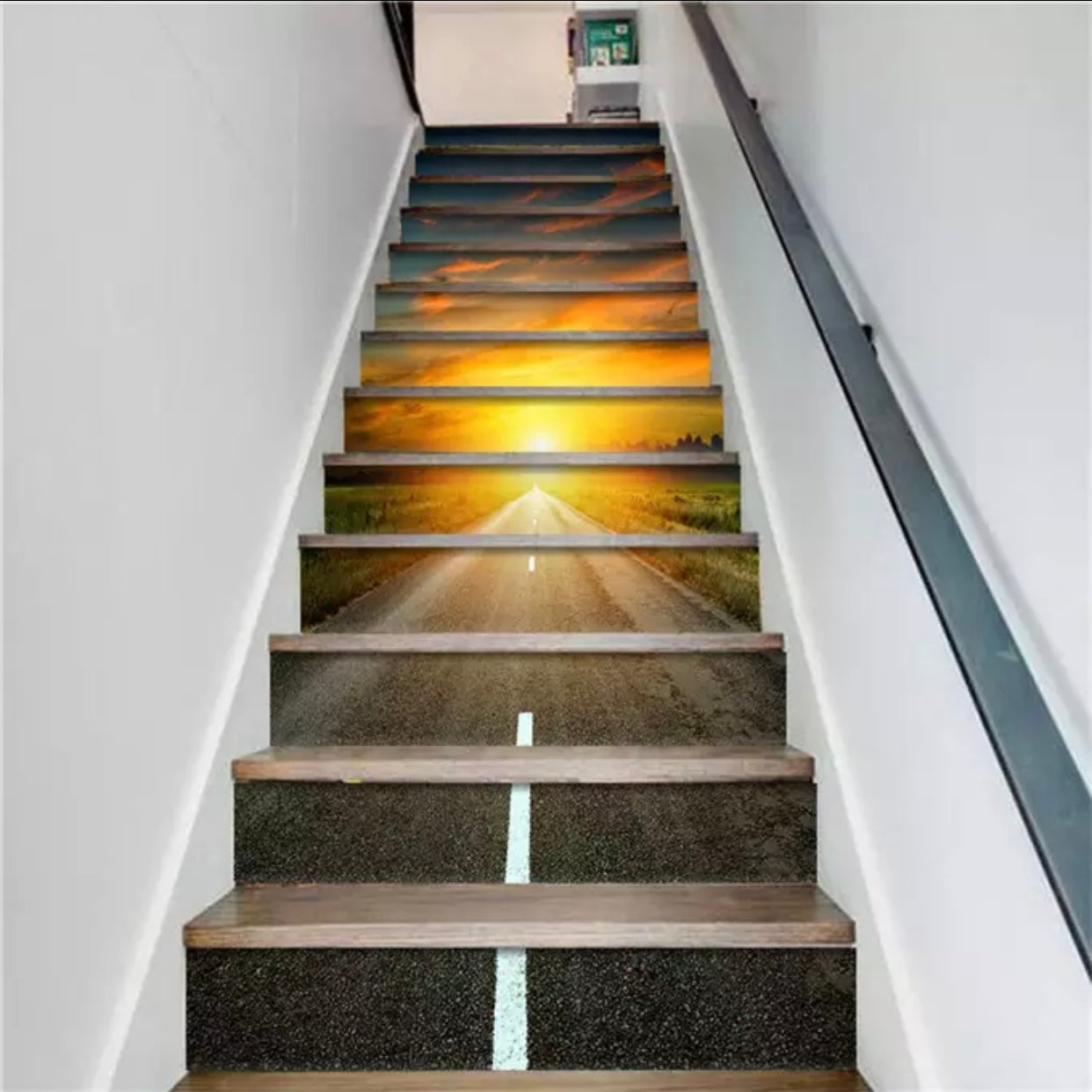 13pcs-diy-3d-stair-wall-stickers-night-lake-landscape-art-stair-sticker-pvc-decals-for-home-decoration-wall-paper-sticker