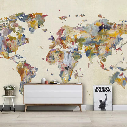 Custom Wallpaper Mural Watercolor World Map for Kid’s Room (㎡)
