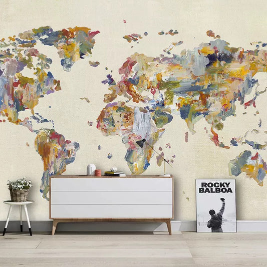 Custom Wallpaper Mural Watercolor World Map for Kid’s Room (㎡)