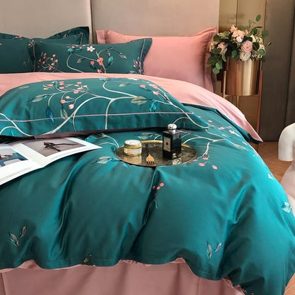 Egyptian Cotton Duvet Cover Set Luxury Pastoral Bedding Set