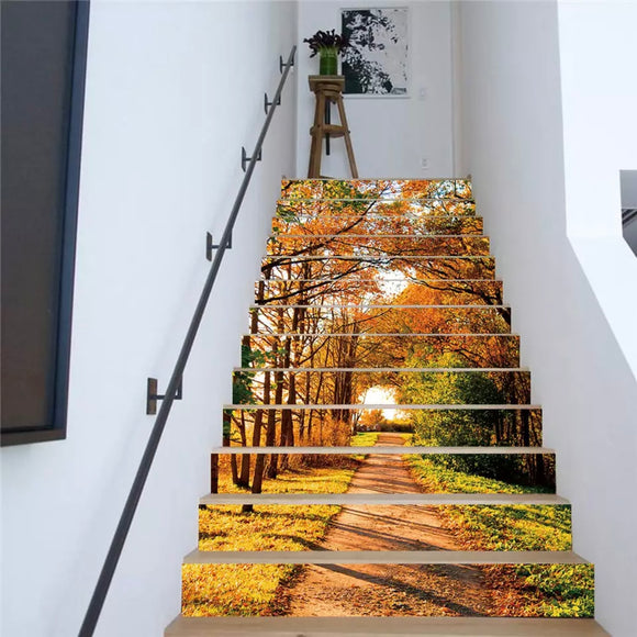 13pcs-diy-3d-stair-wall-stickers-night-lake-landscape-art-stair-sticker-pvc-decals-for-home-decoration-wall-paper-sticker