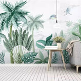 Custom Wallpaper Mural Retro Rainforest Plants Leaves (㎡)