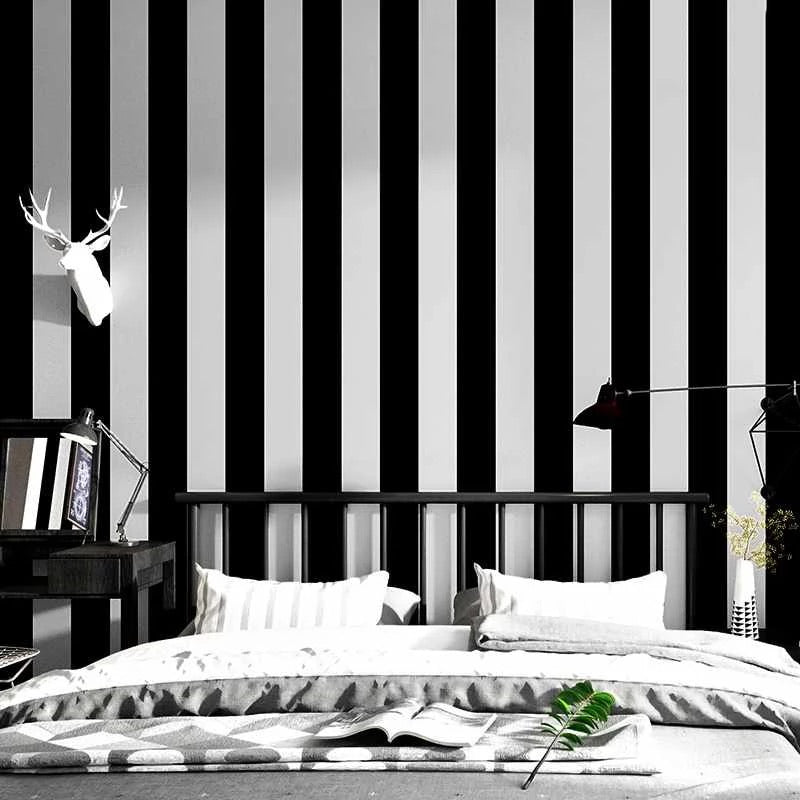 black-and-white-wallpaper-wallcovering-nordic-style-classic-striped-wallpaper-papier-peint