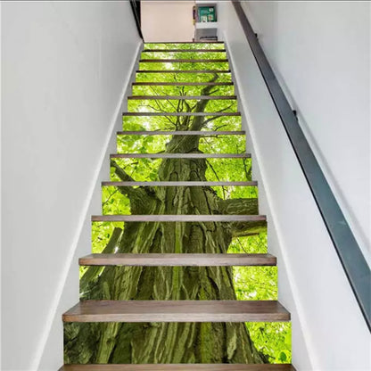 13pcs Waterfall Scenery Stair Riser Decals | Removable Vinyl Wallpaper Mural