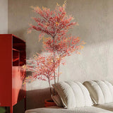 140CM Potted Artificial Plants Tree with Red Leaves for Home Decor