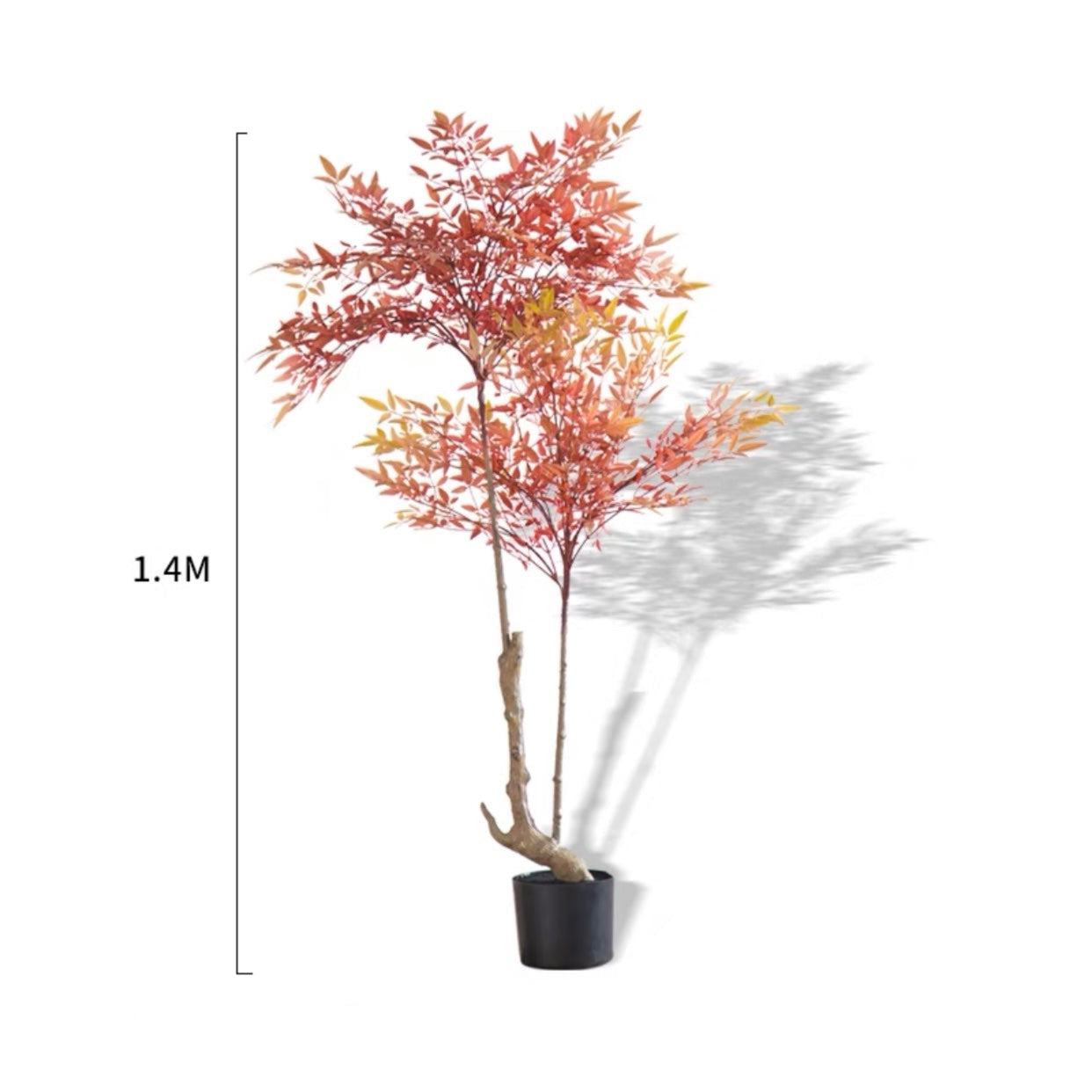 140CM Potted Artificial Plants Tree with-Red-Leaves-for-Home-Decor