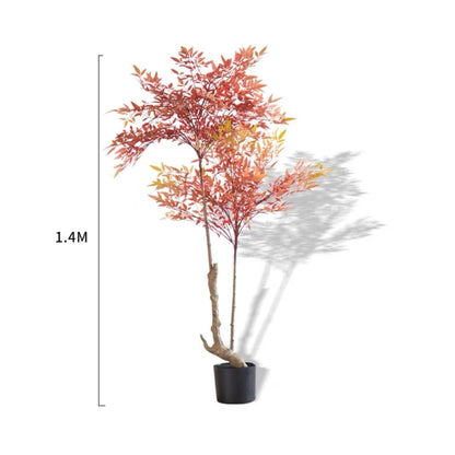 140CM Potted Artificial Plants Tree with-Red-Leaves-for-Home-Decor