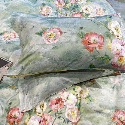 Peacock Bold Floral Bedding Set Soft Egyptian Cotton Duvet Cover Set Multiple Options
