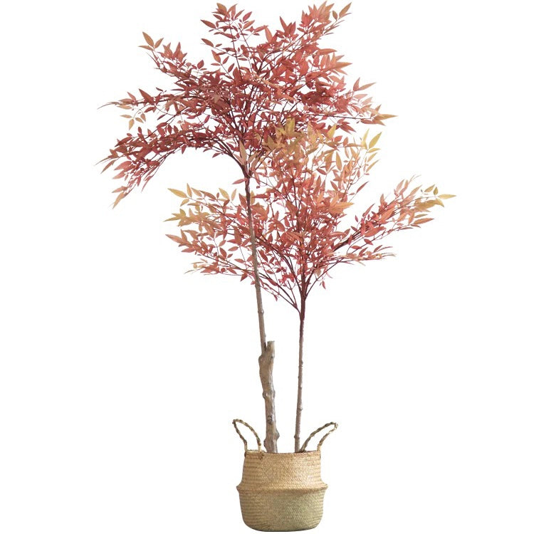 140CM Potted Artificial Plants Tree with-Red-Leaves-for-Home-Decor