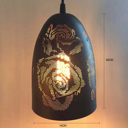Loft Vintage LED Pendant Lights Industrial Cafe Bar Pendant Lamp Wrought Iron Rust Carved Hollow Light