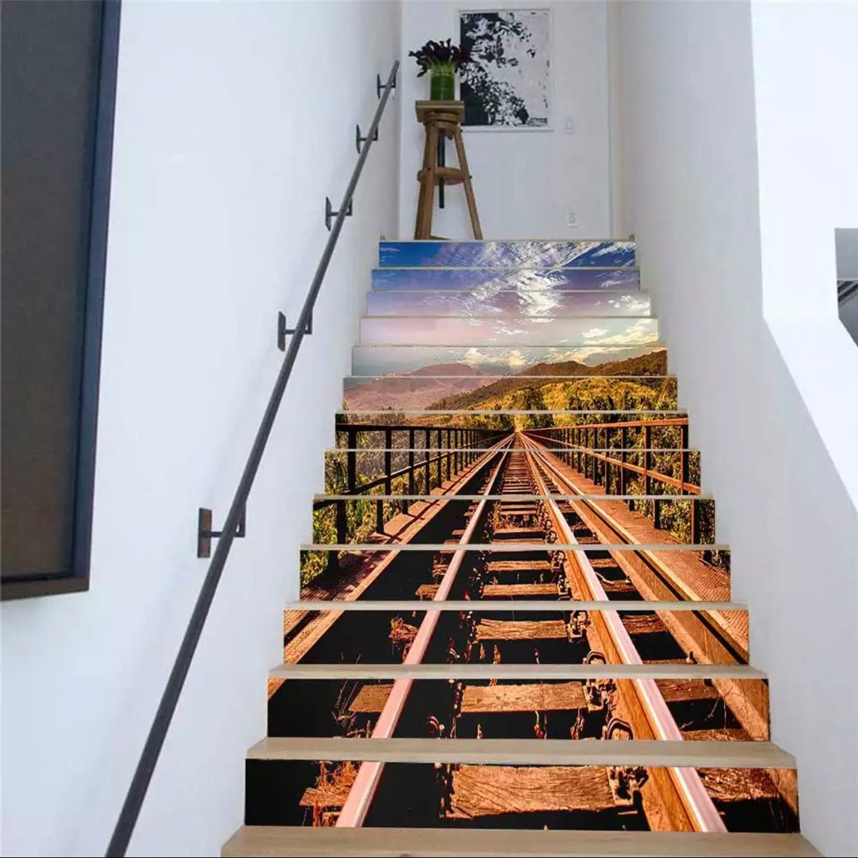 13pcs-diy-3d-stair-wall-stickers-night-lake-landscape-art-stair-sticker-pvc-decals-for-home-decoration-wall-paper-sticker