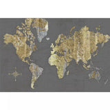 Custom Size Wallpaper Mural Golden Graffiti World Map Pattern (㎡)