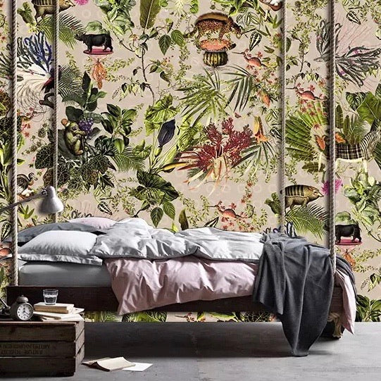 Custom Wallpaper Mural Tropical Plants and Animals (㎡)