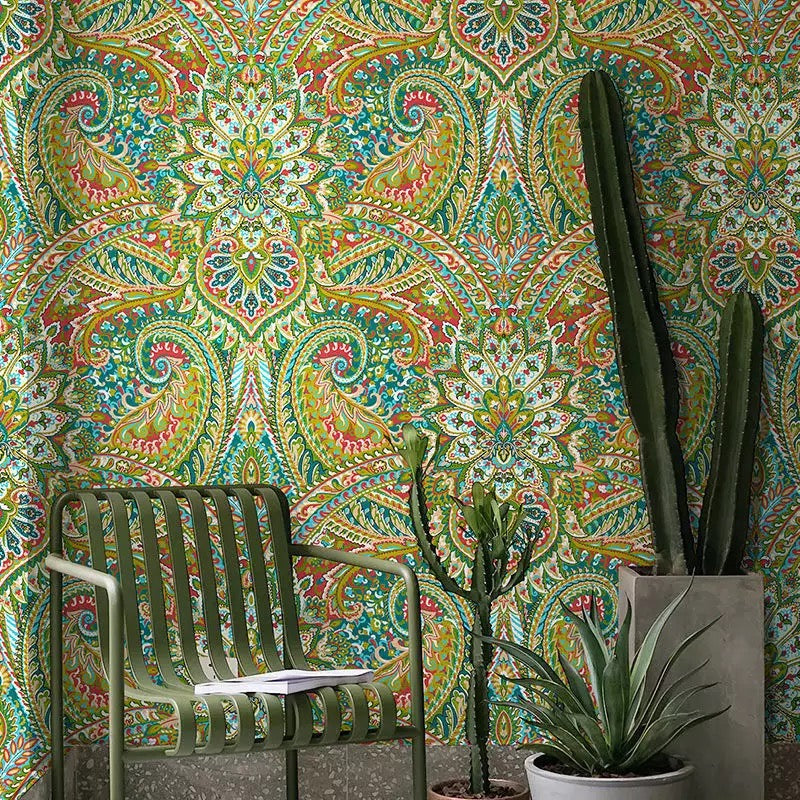American-Style-Vintage-Bold-Floral-Blue-Red-Wallpapers-wall-coverings 