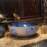 Artful Hand Painted Ceramic Sink Countertop Basin