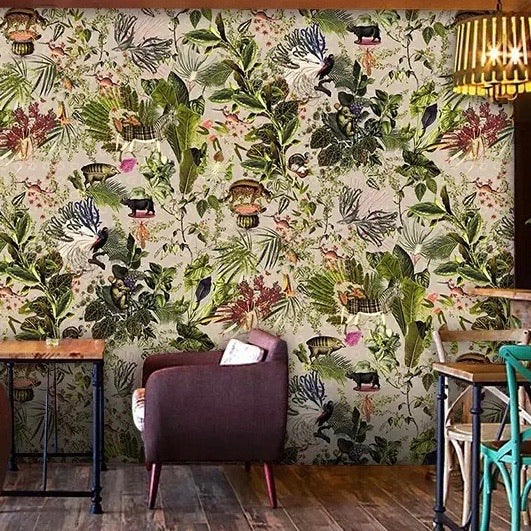 Custom Wallpaper Mural Tropical Plants and Animals (㎡)
