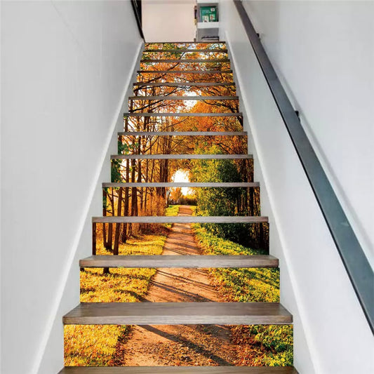 13pcs-diy-3d-stair-wall-stickers-night-lake-landscape-art-stair-sticker-pvc-decals-for-home-decoration-wall-paper-sticker