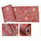 Red Floral Wallpaper Vintage Chinoiserie Wall-covering (5.3 ㎡)