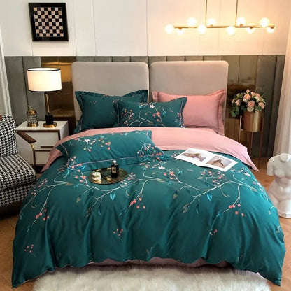Egyptian Cotton Duvet Cover Set Luxury Pastoral Bedding Set