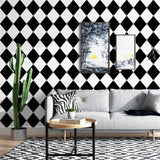 black-and-white-wallpaper-wallcovering-nordic-style-classic-striped-wallpaper-papier-peint-square-checked
