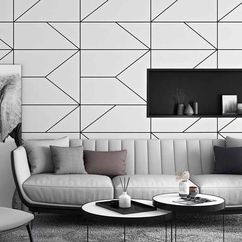 black-and-white-geometry-wallpaper-wallcovering-classic-minimalist-wall-covering-nordic-style-wallpaper-paiper-peint