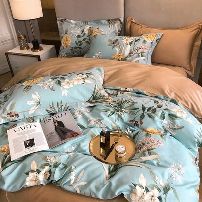 Egyptian Cotton Duvet Cover Set Luxury Pastoral Bedding Set