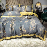 Peacock Bold Floral Bedding Set Soft Egyptian Cotton Duvet Cover Set Multiple Options