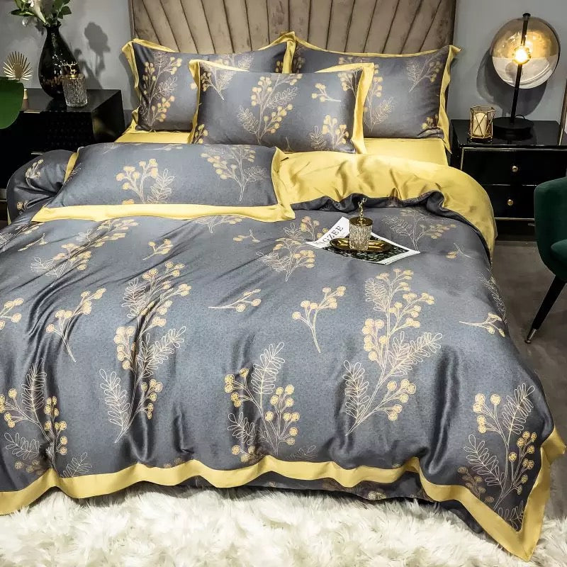 Peacock Bold Floral Bedding Set Soft Egyptian Cotton Duvet Cover Set Multiple Options