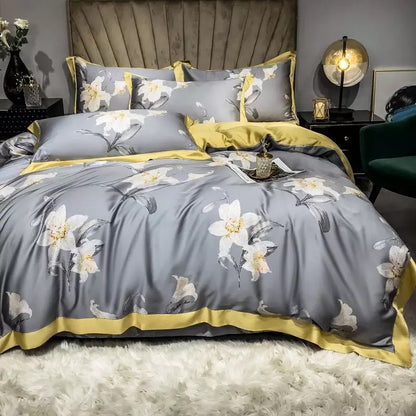 Peacock Bold Floral Bedding Set Soft Egyptian Cotton Duvet Cover Set Multiple Options