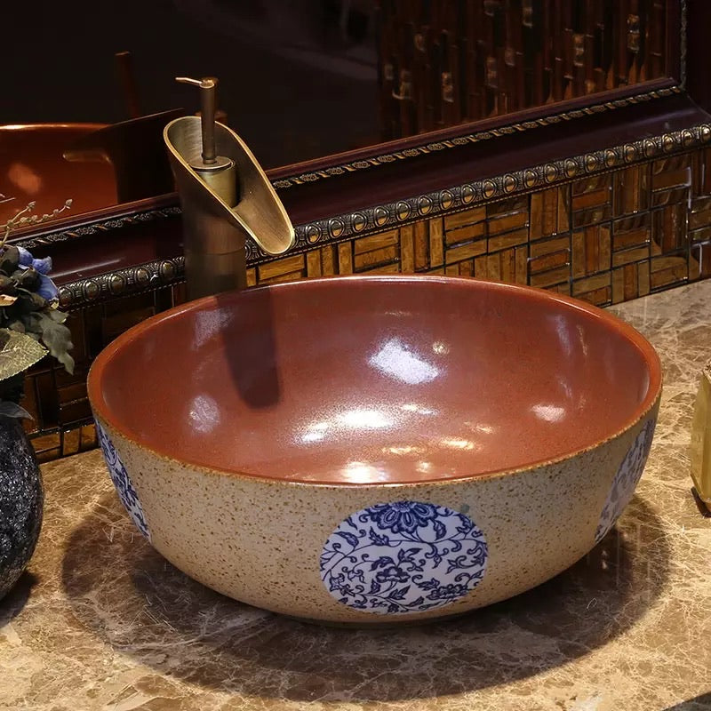 Artful Hand Painted Ceramic Sink Countertop Basin