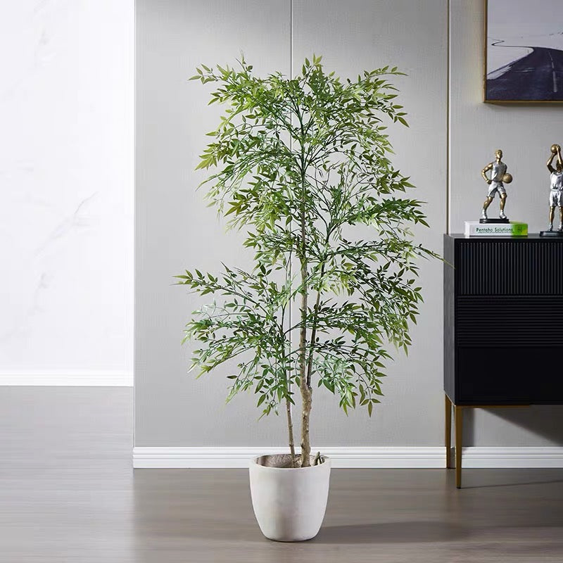 140CM Potted Artificial Plants Tree with Red Leaves for Home Decor