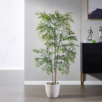 140CM Potted Artificial Plants Tree with Red Leaves for Home Decor