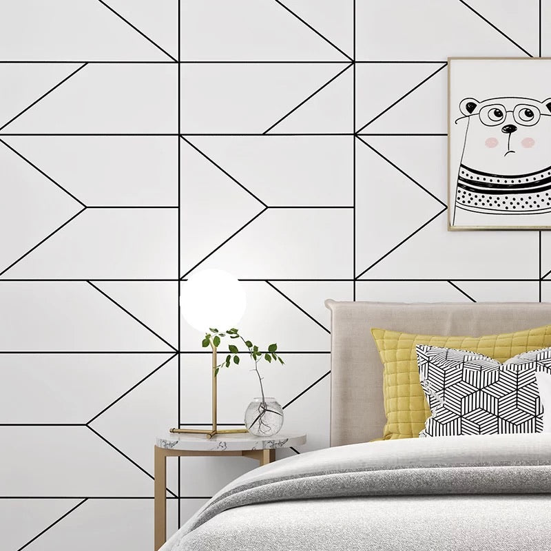 black-and-white-geometry-wallpaper-wallcovering-classic-minimalist-wall-covering-nordic-style-wallpaper-paiper-peint