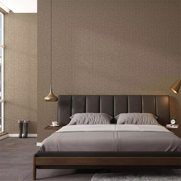 Modern-Style-Simple-Plain-color-Wallpaper-wall-covering-leather-pattern-effect-brown