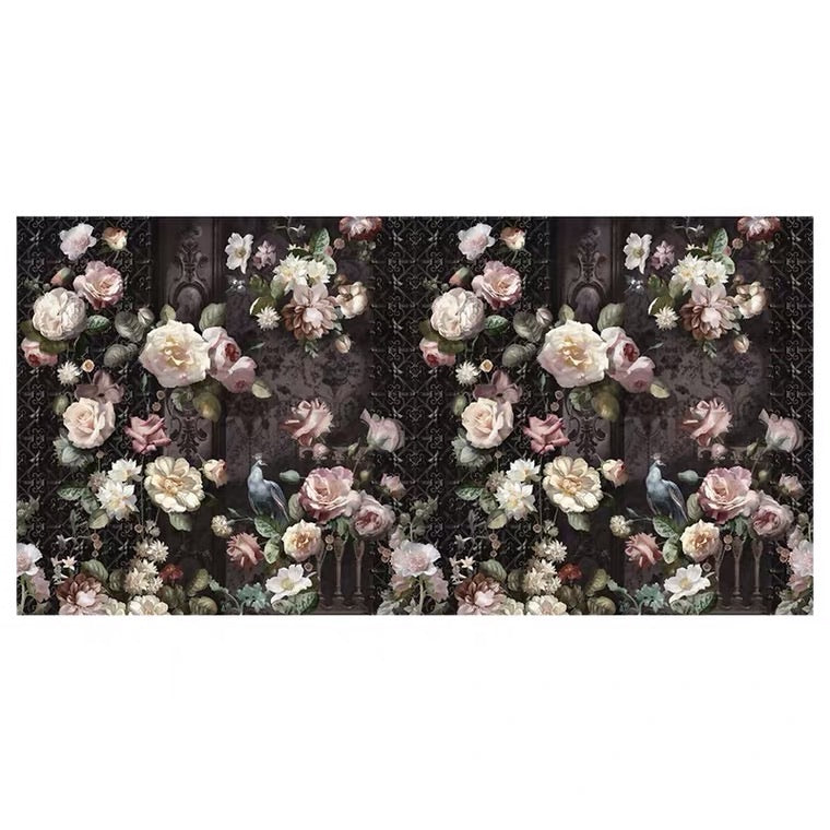Custom Retro Floral Wall Mural – Bold Botanical Wallpaper in Vintage Colors
