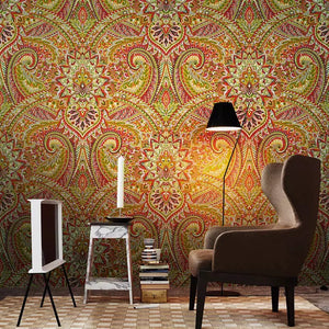 American-Style-Vintage-Bold-Floral-Blue-Red-Wallpapers-wall-coverings 