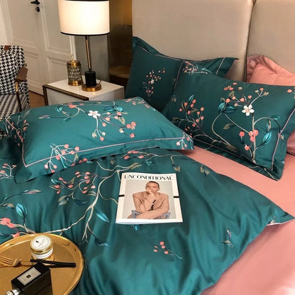 Egyptian Cotton Duvet Cover Set Luxury Pastoral Bedding Set